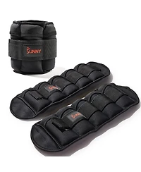 Sunny Health & Fitness Adjustable Ankle Weights 5 lb, Pair, Black