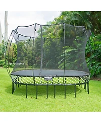 Springfree Trampoline 11 ft x 11 ft Large Square + FlexrStep V2 Bundle – Springless Fun with Adjustable & Lock Restrict Ladder Attachment Acces