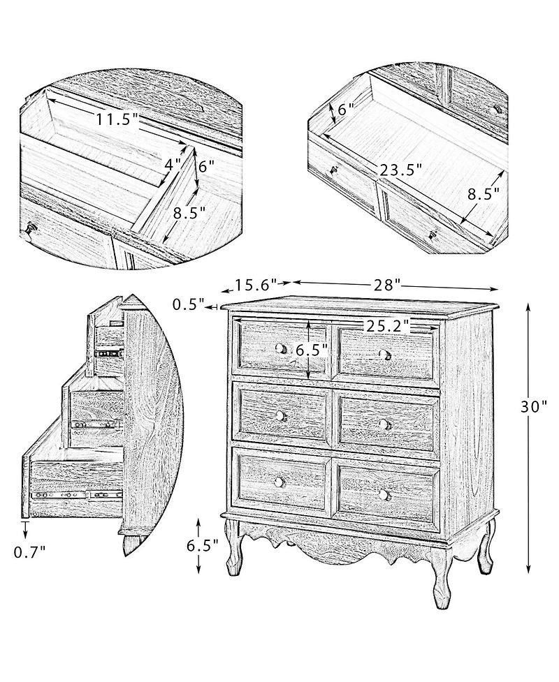 Hippe 32" Height 3 - Drawer Bedside Table with Solid Wood Legs