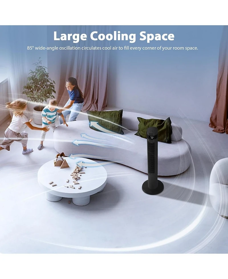 Antarctic Star Tower Fan Portable Electric Oscillating Quiet Cooling Remote Control Standing Bladeless Floor Fans 3 Speeds Wind Modes Timer Bedroo
