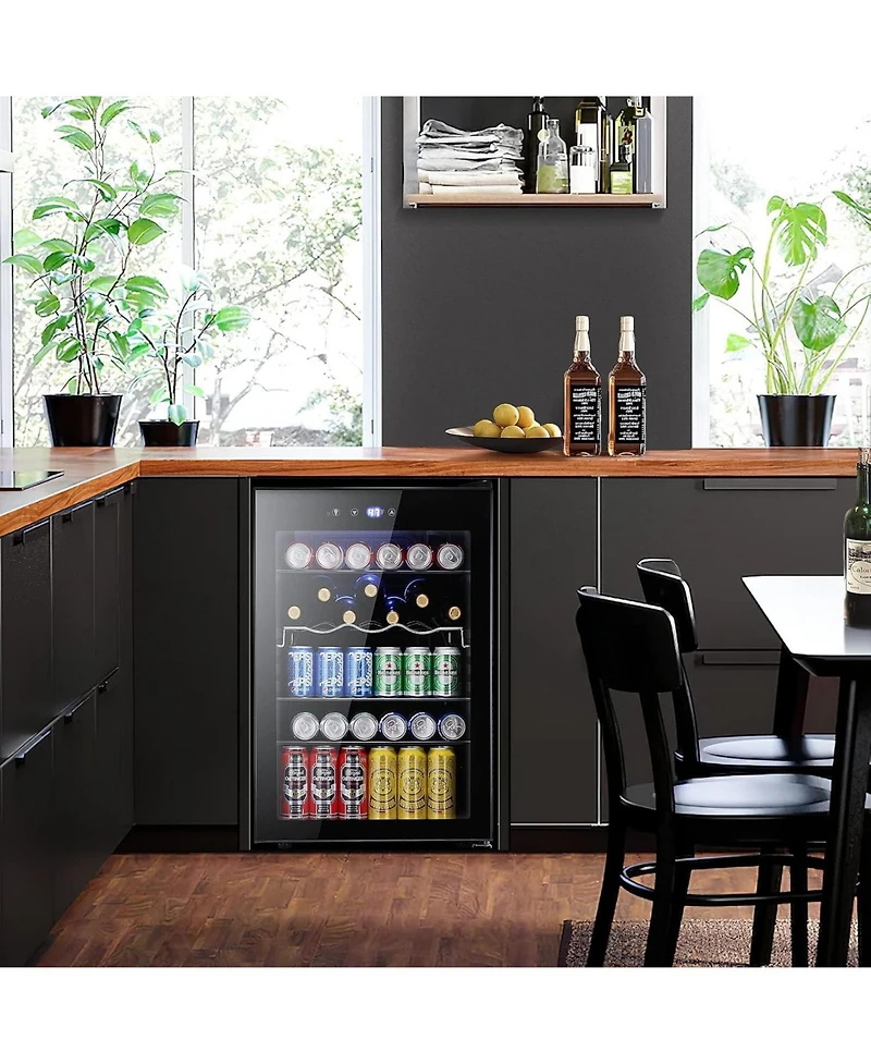 Antarctic Star 4.5 Cu.ft Beverage Cooler with Glass Door, Holds 145 Cans, Digital Temperature Control for Soda, Beer, or Wine, Compact Drink Fridge fo