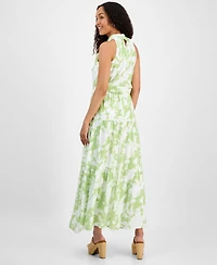 julia jordan Women's High-Neck Sleeveless Tie-Waist Dress