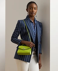 Lauren Ralph Crocodile-Embossed Leather Small Farrah Satchel