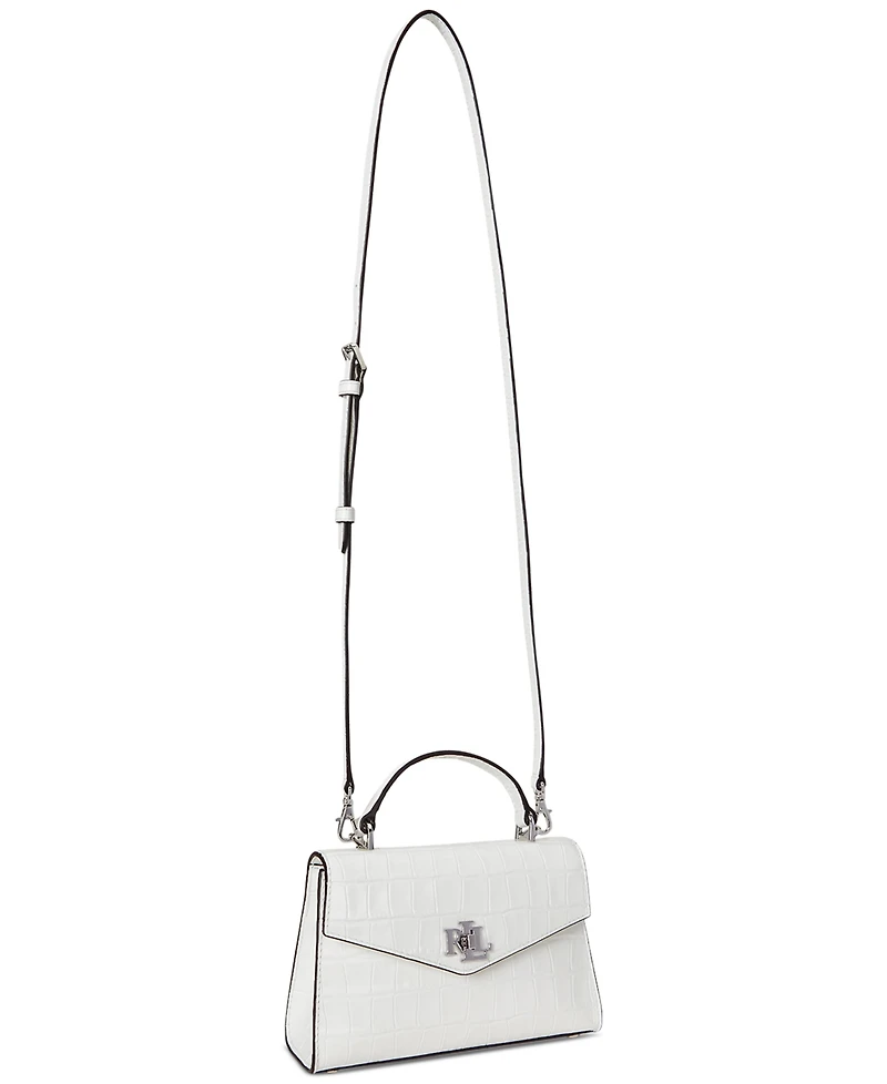 Lauren Ralph Lauren Farrah Small Crocodile-Embossed Leather Satchel