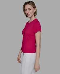 Karl Lagerfeld Paris Women's Pleated Short-Sleeve Blouse