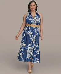 Donna Karan New York Plus Halter Belted Midi Dress