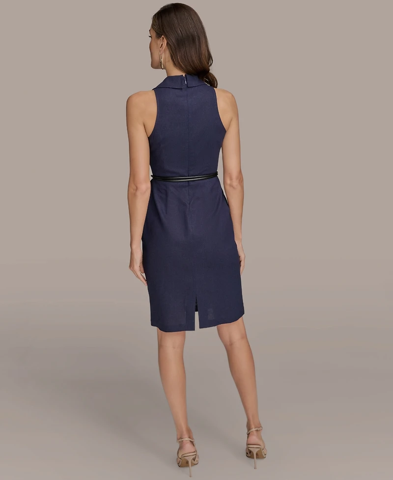 Donna Karan New York Women's Notched Collar Belted Dress