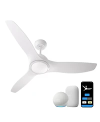 All Seasons 52" Ceiling Fan with Light, Quiet, Alexa/Google, 3 Color Led Lights, Reversible
