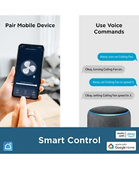 All Seasons 60" Ceiling Fan with Light, Quiet, Alexa/Google, 3 Color Led Lights, Reversible