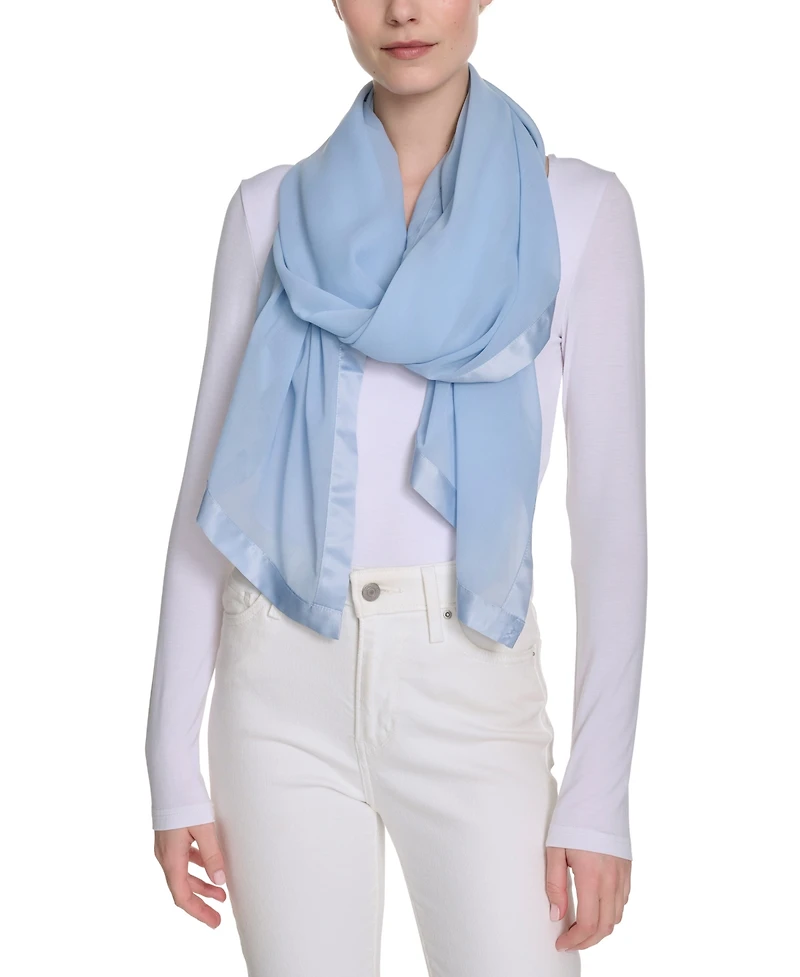 Calvin Klein Elegant Satin-Trim Chiffon Evening Wrap