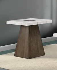 Furniture of America 24.5" Marble Evangeline Genuine Top Square End Table