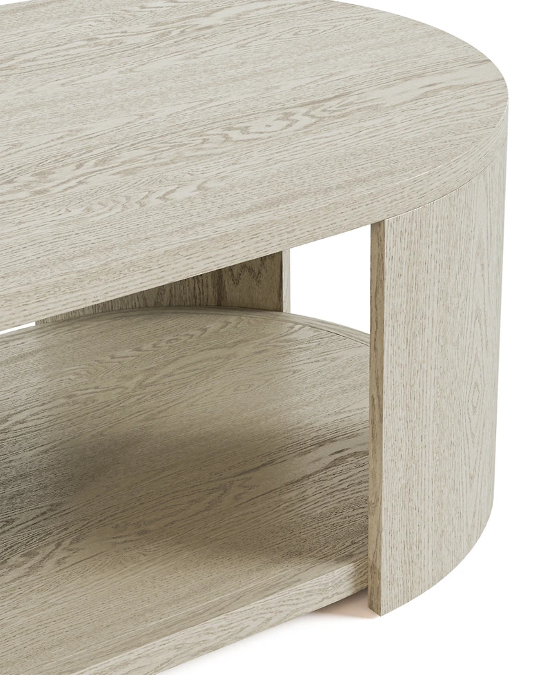 Furniture of America 18" Oak Rubberwood Rosin Oval Modern Coffee Table