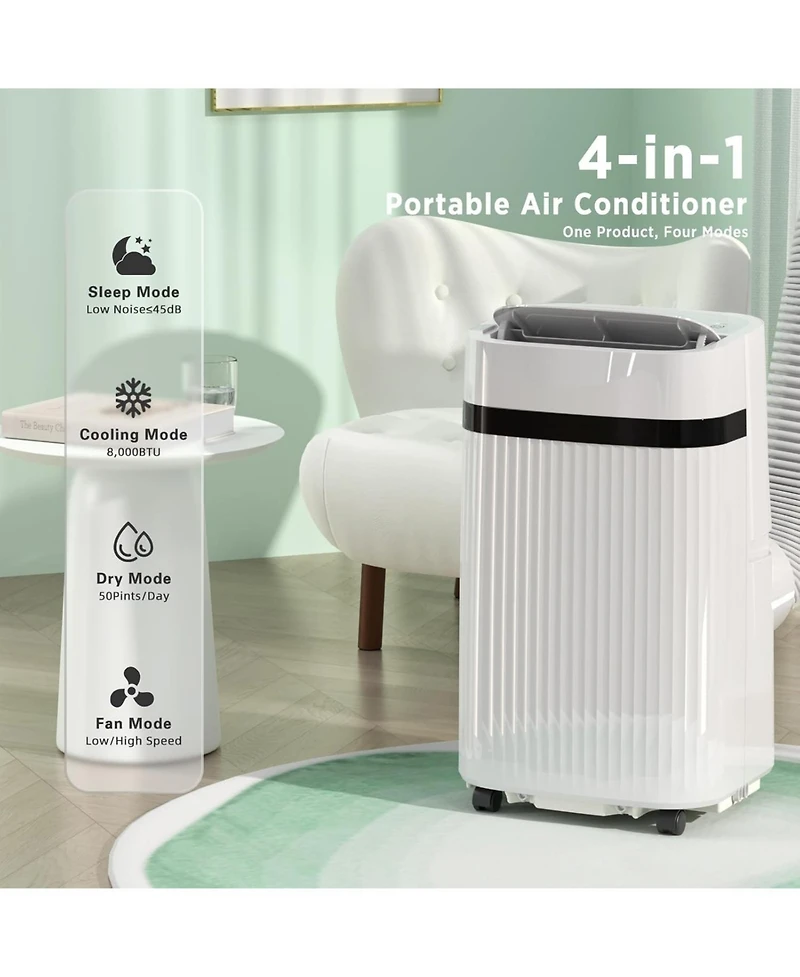 Cowsar 12,000 Btu Portable Air Conditioners Cool Rooms up to 550 Sq.ft, 46dB Quiet, Portable Ac with Cool&Fan&Dehumidifier&Sleep, Remote Control for H