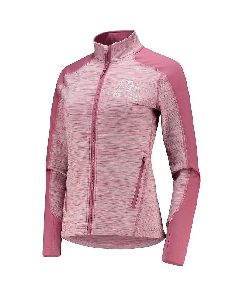LevelWear Women's Pink Arnold Palmer Invitational Aura Space-Dye Raglan Full-Zip Top