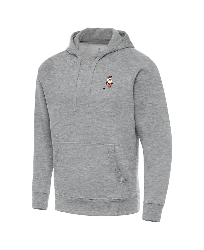 Antigua Men's Heather Gray Clemson Tigers Golfer Victory Pullover Hoodie