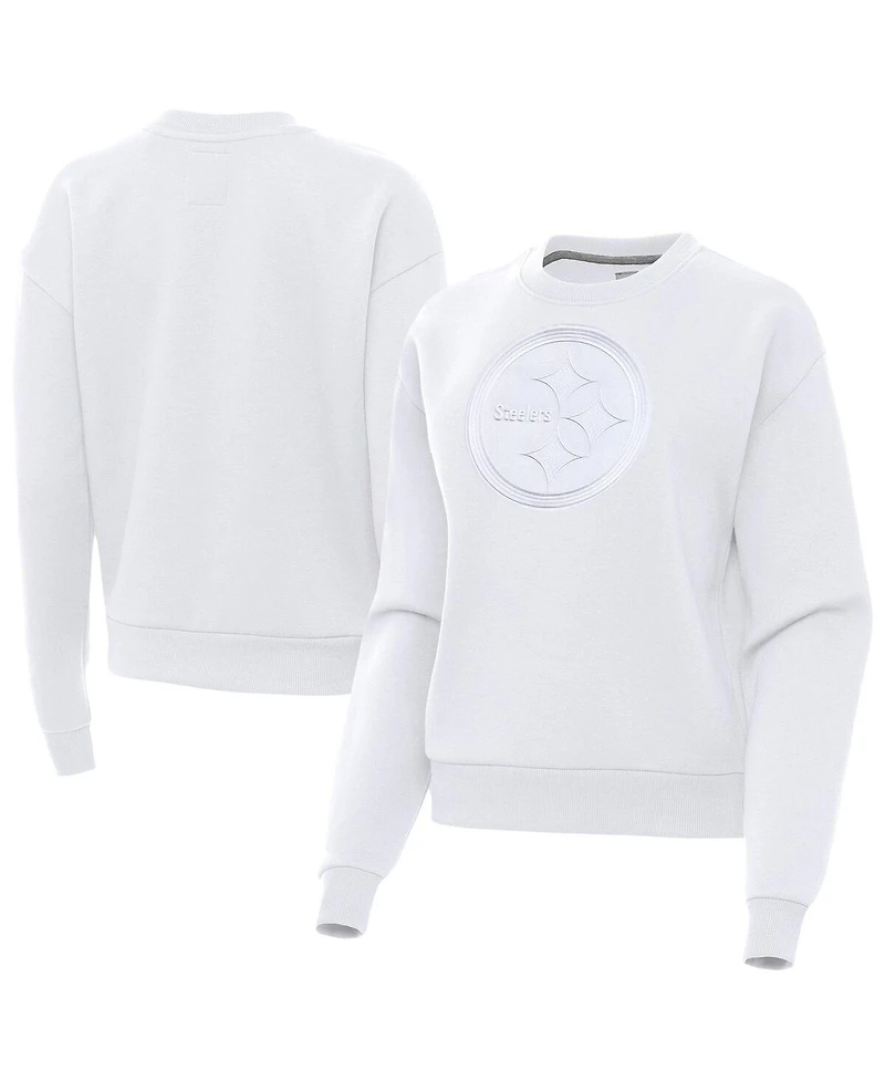 Antigua Women's White Pittsburgh Steelers Victory Pullover Sweatshirt