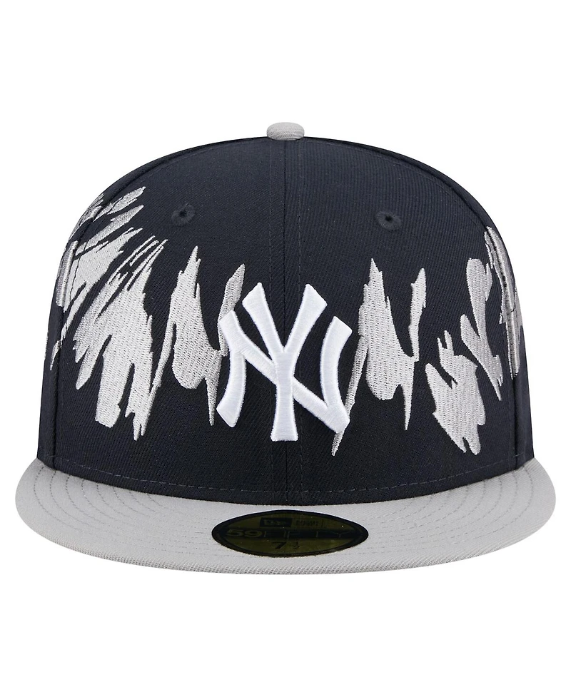 New Era Men's Navy/Gray York Yankees Retro Pattern 59FIFTY Fitted Hat