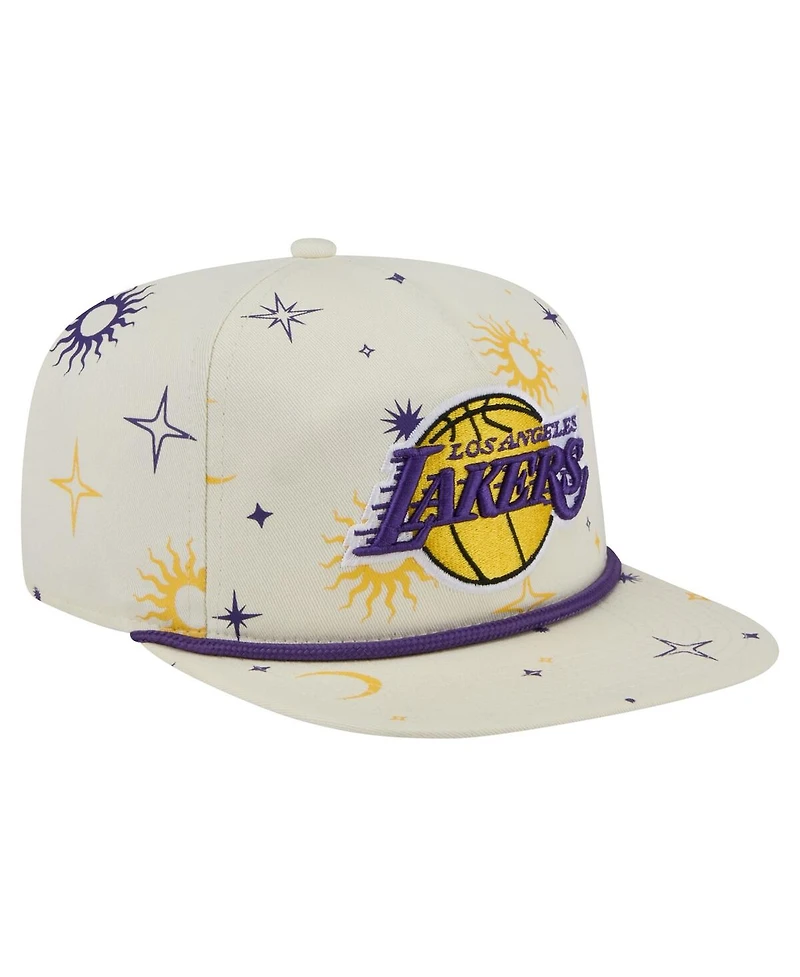 New Era Men's Cream Los Angeles Lakers Lunar Golfer Snapback Hat