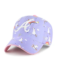 '47 Brand Big Girls Lavender Atlanta Braves Unicorn Clean Up Adjustable Hat
