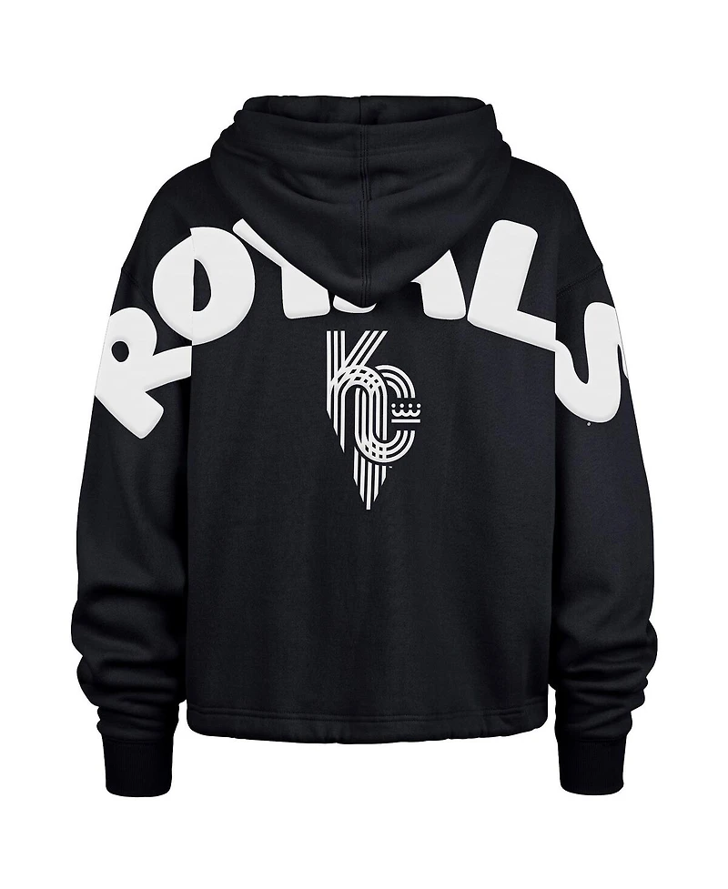 '47 Brand Women's Navy Kansas City Royals City Connect Venice Cropped Pullover Hoodie
