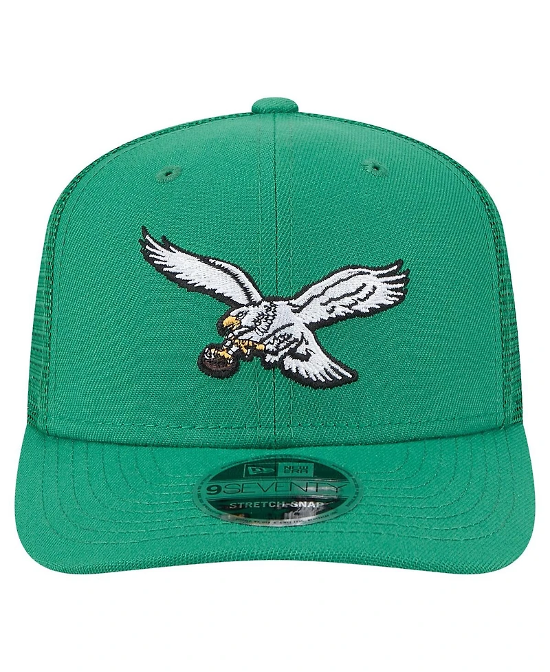 New Era Men's Kelly Green Philadelphia Eagles Main Trucker 9SEVENTY Stretch-Snap Hat