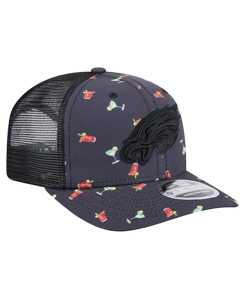 New Era Men's Navy/Black Philadelphia Eagles Adventure Drinks Pattern 9SEVENTY Stretch-Snap Hat