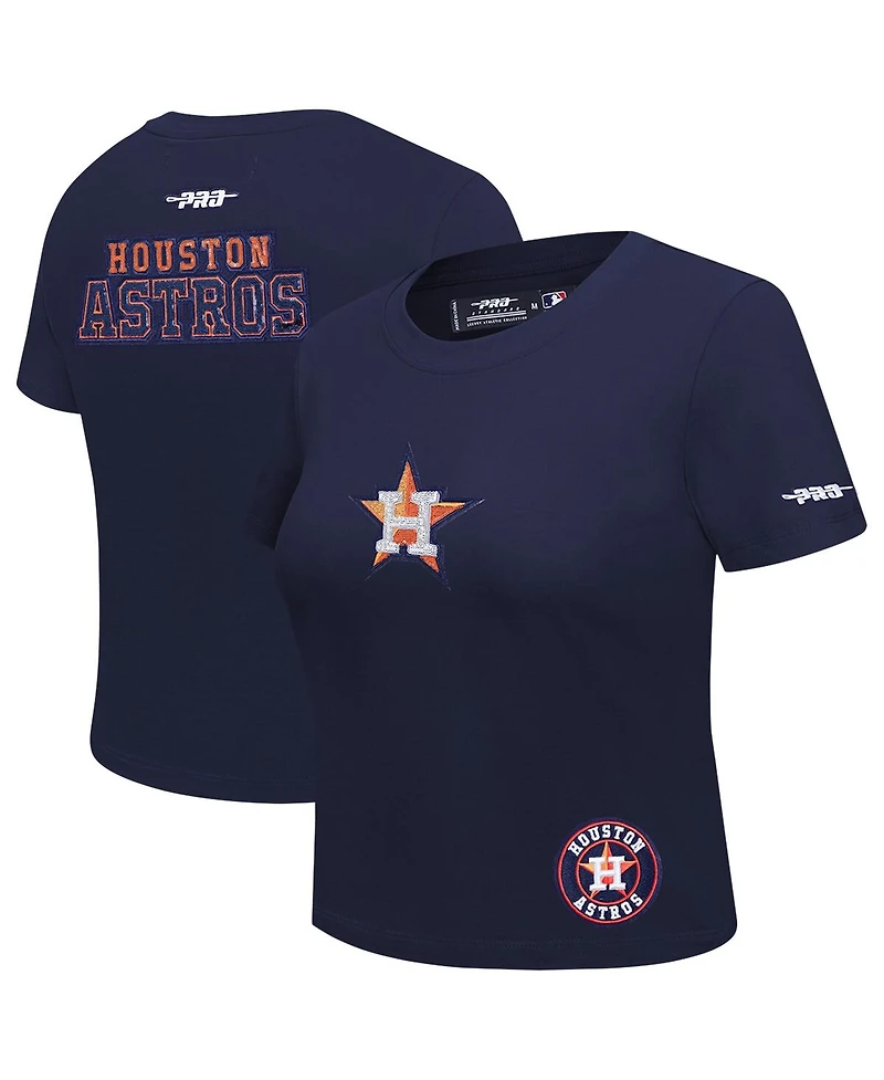 Pro Standard Women's Navy Houston Astros Game Day Classics Baby Doll Cropped T-Shirt