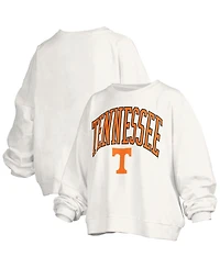 Pressbox Women's White Tennessee Volunteers Janise Arch Over Logo Waist Length Oversized Pullover Sweatshirt