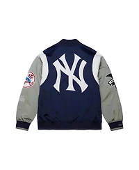 Mitchell & Ness Men's Navy/Gray New York Yankees Cooperstown Collection Team Origins Satin Full-Snap Jacket