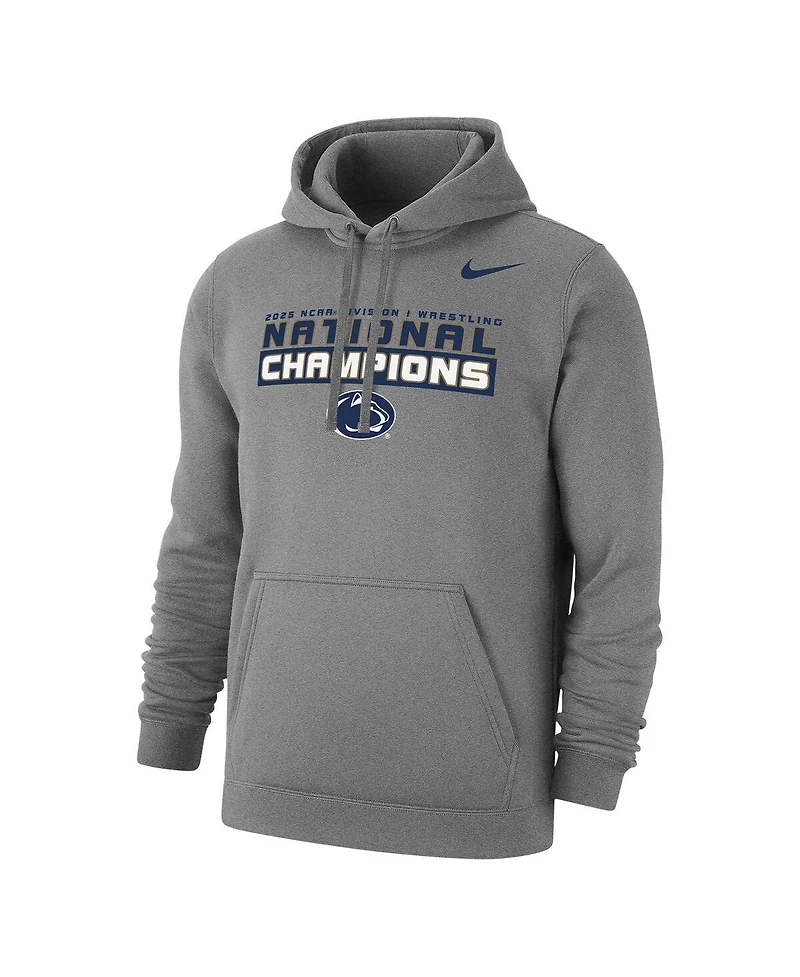 Nike Men's Gray Penn State Nittany Lions 2025 Ncaa Wrestling National Champions Club Fleece Pullover Hoodie