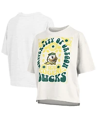 Pressbox Women's White Oregon Ducks Harmony Oversized T-Shirt