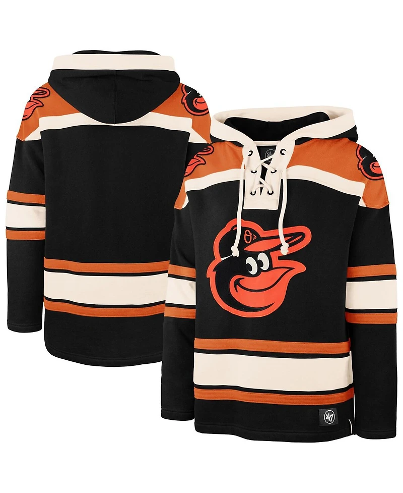 '47 Brand Men's Black Baltimore Orioles Superior Lacer Pullover Hoodie