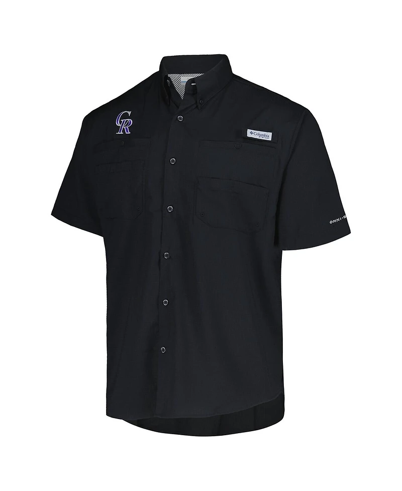 Columbia Men's Black Colorado Rockies Tamiami Omni-Shade Button-Down Shirt