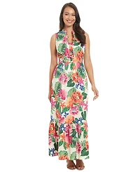 London Times Petite Printed Sleeveless Maxi Dress