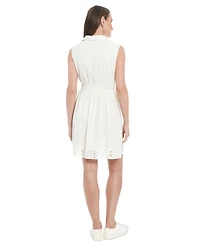 London Times Petite Cotton V-Neck Sleeveless Dress