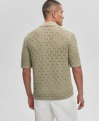 Hugo by Hugo Boss Men's Sommp Short Sleeve Knitted Textured Button-Front Shirt
