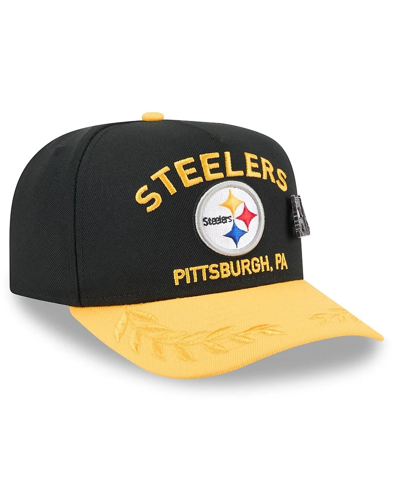 New Era Men's Black/Yellow Pittsburgh Steelers 2025 Nfl Draft On Stage A-Frame 59FIFTY Fitted Hat