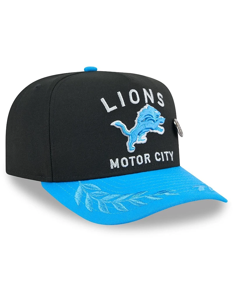 New Era Men's Black/Blue Detroit Lions 2025 Nfl Draft On Stage A-Frame 59FIFTY Fitted Hat