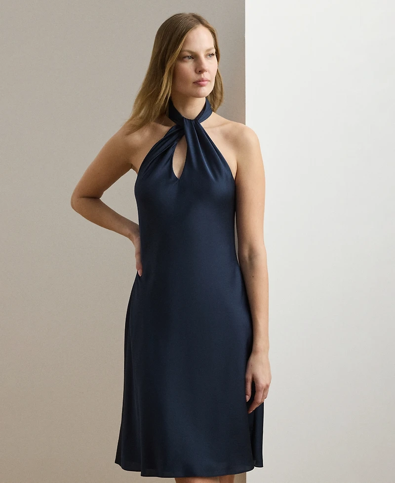 Lauren Ralph Women's Charmeuse Halter Cocktail Dress