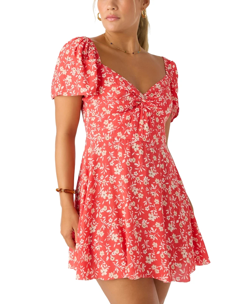 O'Neill Juniors' Carina Printed Puff-Sleeve Mini Dress