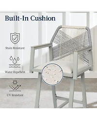 Best Choice Products Set of 2 Indoor/Outdoor Aluminum, Woven Rope Swivel Barstools w/ Armrests
