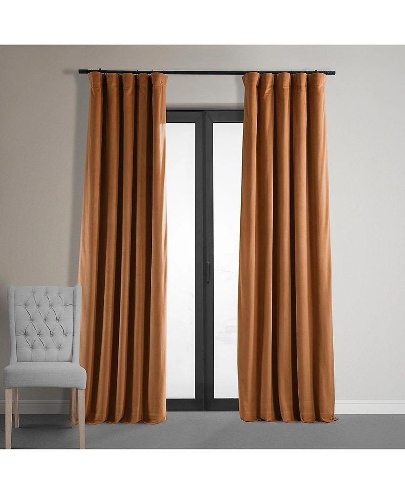 Half Price Drapes Burnt Pumpkin Signature Velvet Blackout Curtain
