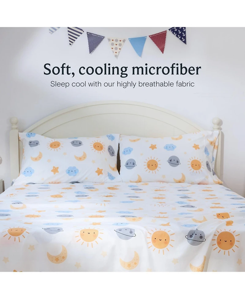 LuxClub 4 Pc Full Sheet Set Soft Microfiber, Wrinkle-Free, Machine Washable, Toddler Bedding for Girls, Boys, Teens