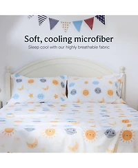 LuxClub 4 Pc Full Sheet Set Soft Microfiber, Wrinkle-Free, Machine Washable, Toddler Bedding for Girls, Boys, Teens