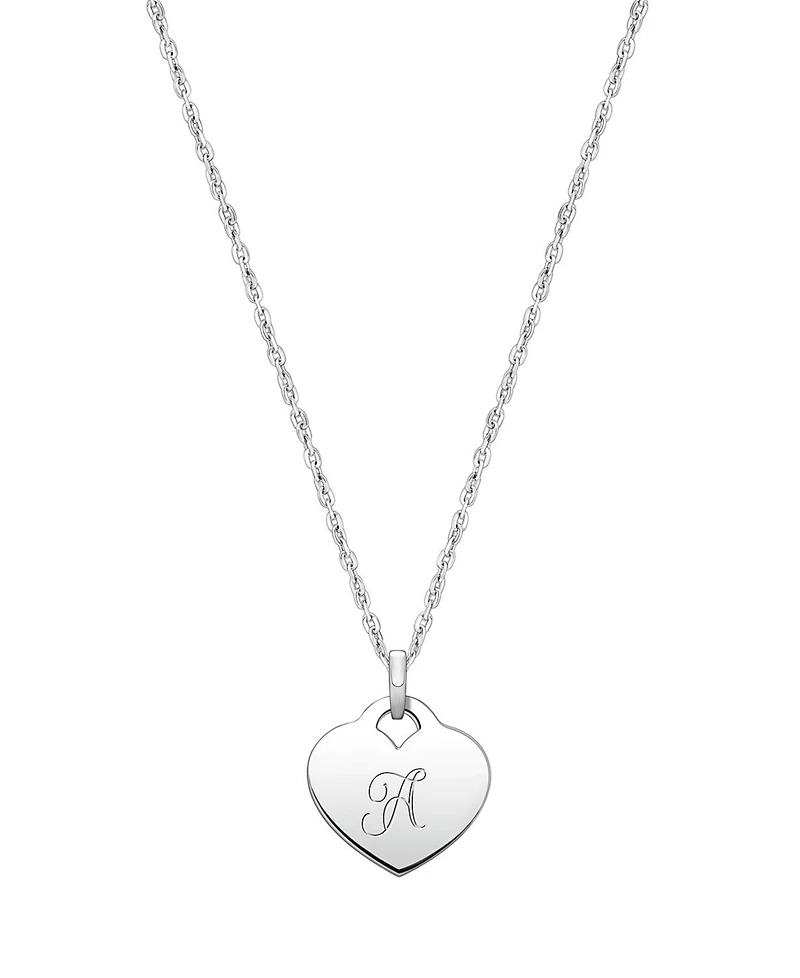 Tiny Blessings Girls Children's Sterling Silver Heart & Engraved Initial 12-14" Necklace