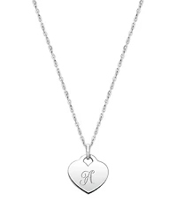 Tiny Blessings Girls Children's Sterling Silver Heart & Engraved Initial 12-14" Necklace