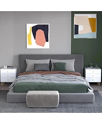 Bedside table with three drawers, side table with gold handles and feet, white wooden end table, suitable for bedrooms, living rooms, offices