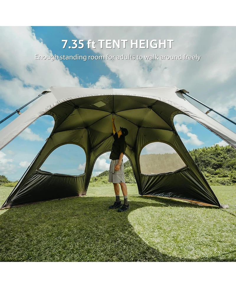 Naturehike Cloud Bounder Hexagonal Pop up Canopy Gazebo Tent, Hot Tent with Stove Jack 8-10 Person Camping Tent, 4 Season Tent for Camping