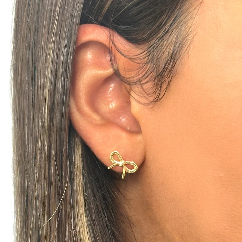 The Lovery Gold Bow Stud Earrings 14K Gold