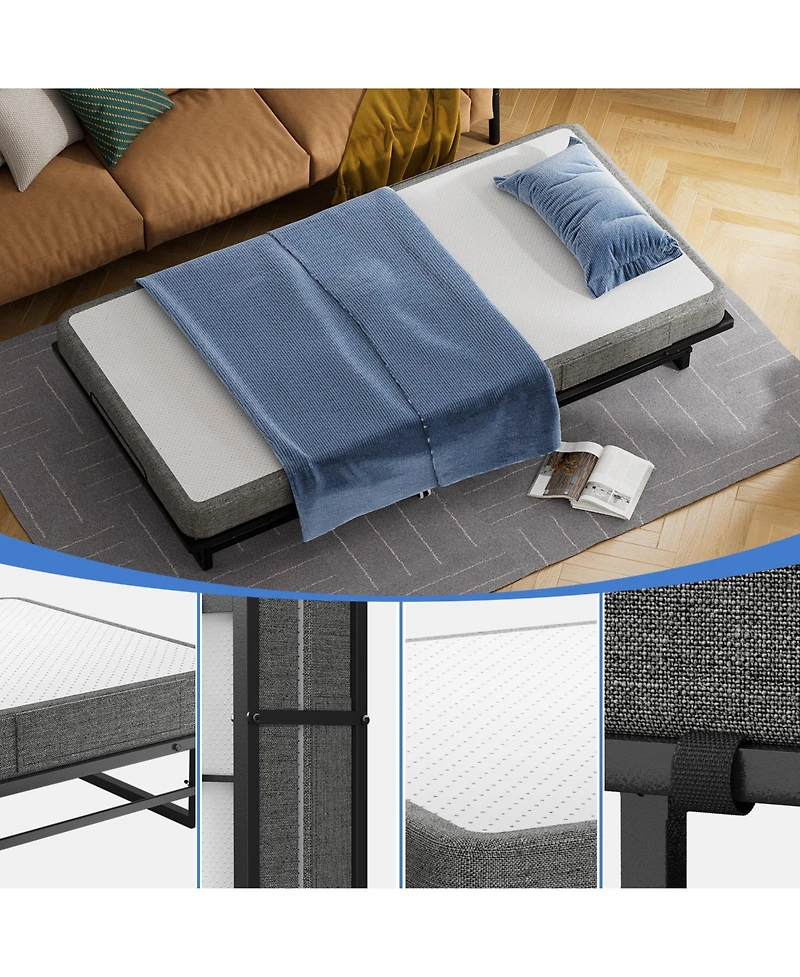 Portable Rollaway Guest Bed with Memory Foam Mattress and Bed Side Pocket
